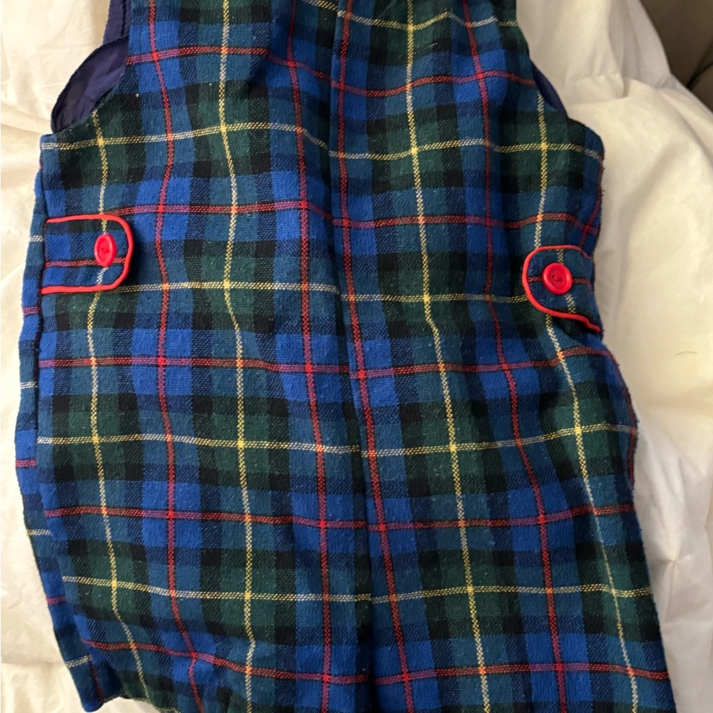 Plaid Sleeveless boys jumper with multi color Accents Vintage from England